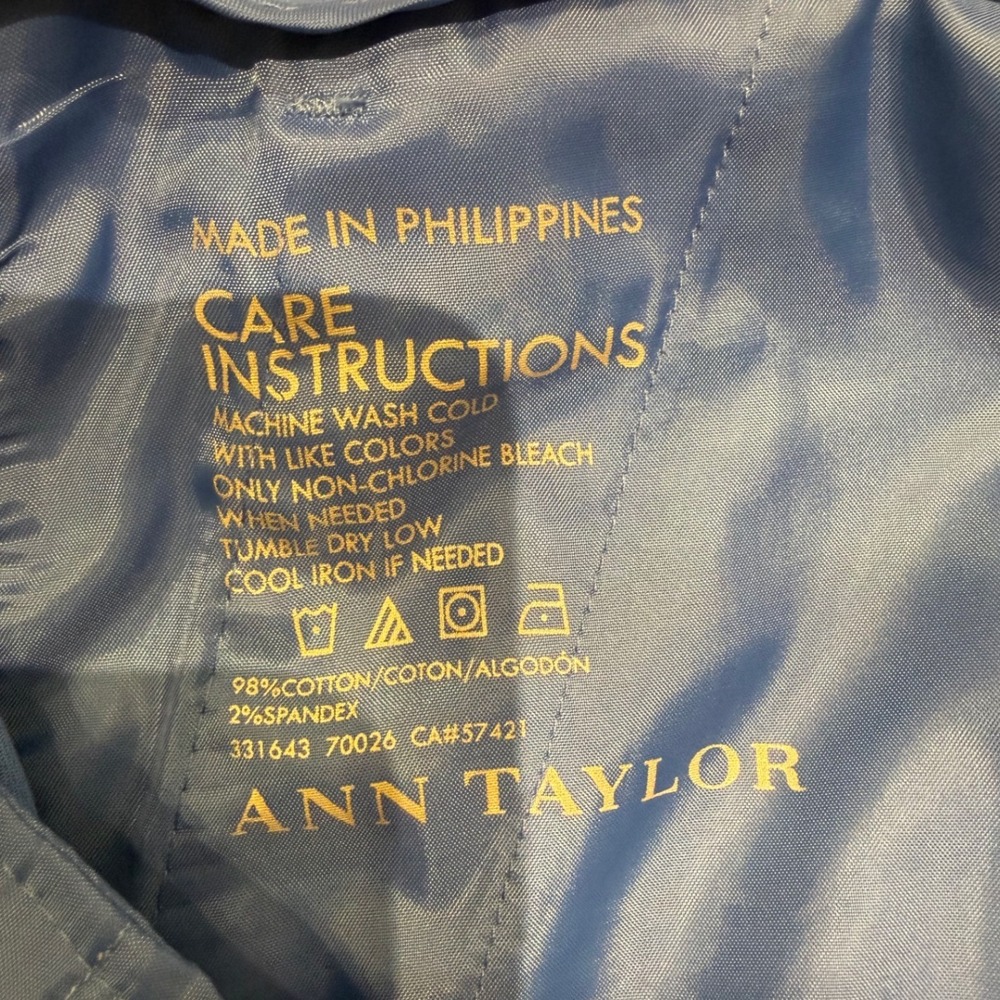 Ann Taylor Madison Skirt‎ Blue Cotton Blend Flat Front Pockets Womens Size 10 - Picture 5 of 9